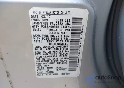 2017 Infiniti Qx70 z USA, uszkodzony, nr VIN JN8CS1MW2HM414398